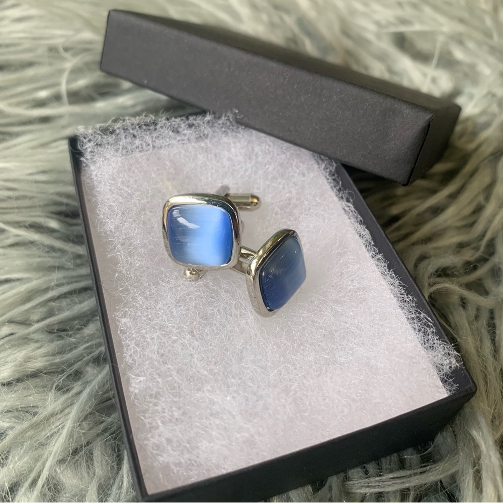 Blue Stone Cats Eye Cufflinks